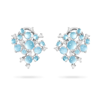 Paul Morelli 18k White Gold 0.25cttw Diamond and Aquamarine Bubble Cluster Earrings Paul Morelli 18k White Gold 0.25cttw Diamond and Aquamarine Bubble Cluster Earrings