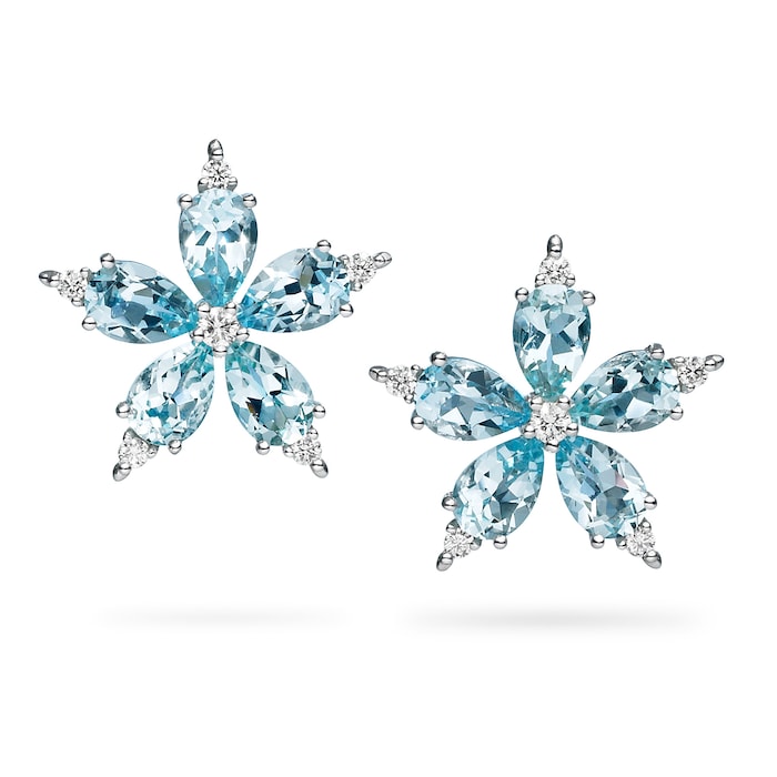 Paul Morelli 18k White Gold 0.24cttw Diamond and Pear Cut Aquamarine Stellanise Earrings