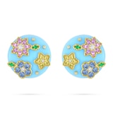 Paul Morelli 18k Yellow Gold and Blue Acrylic Wild Child Disc Clip Earrings