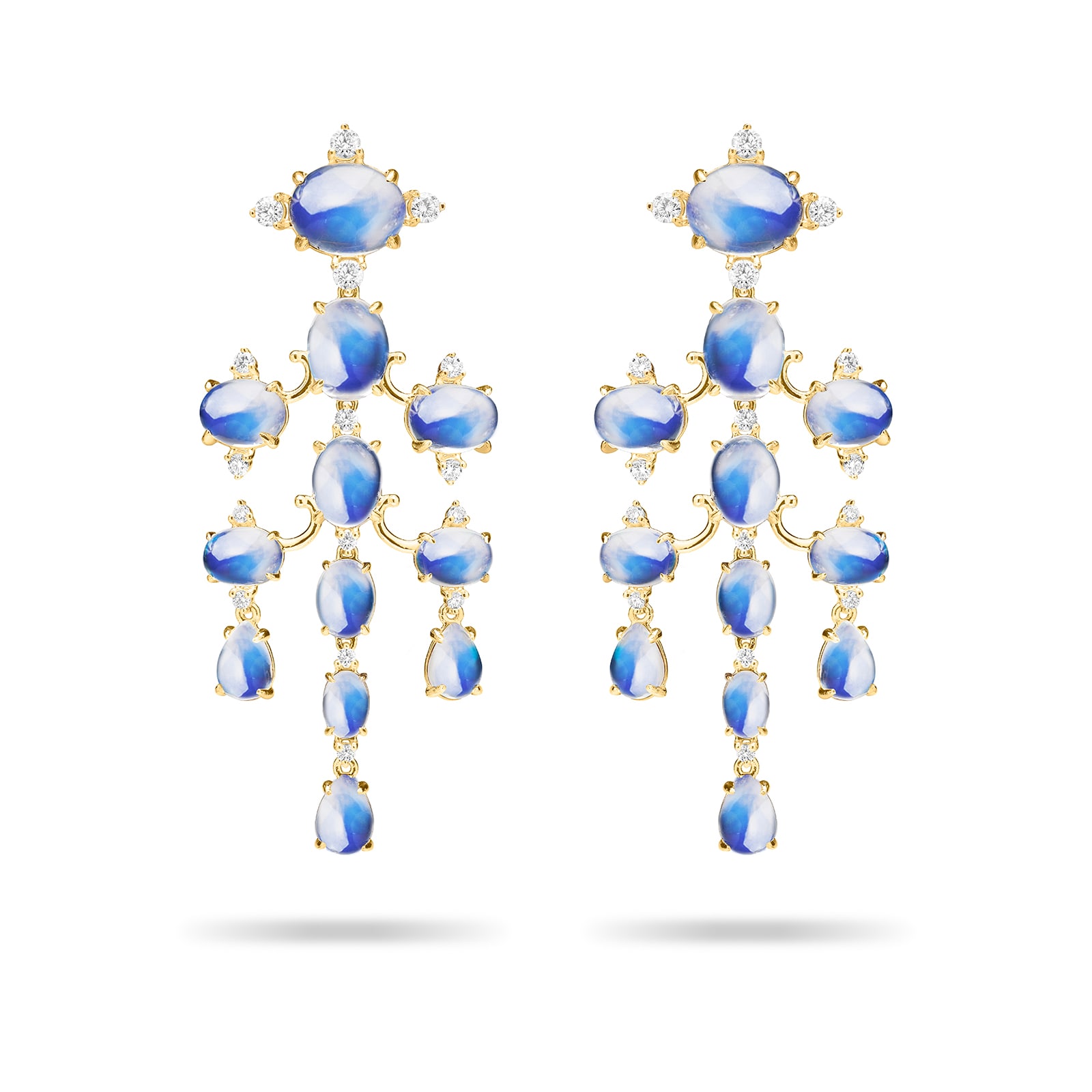 Paul Morelli 18k Yellow Gold 1.11cttw Diamond and Moonstone Chandelier Earrings