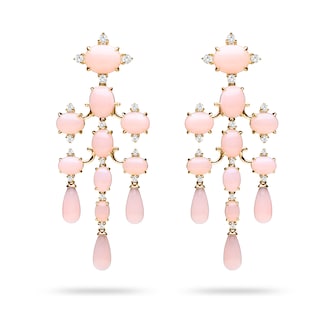 Paul Morelli 18k Yellow Gold 1.30cttw Diamond and Pink Opal Chandelier Earrings