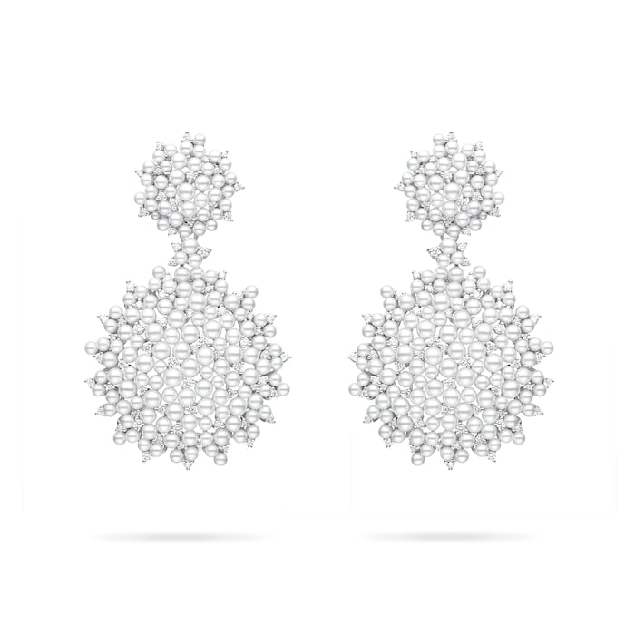 Paul Morelli 18k White Gold 1.97cttw Diamond and Pearl Lagrange 2 Drop Earrings