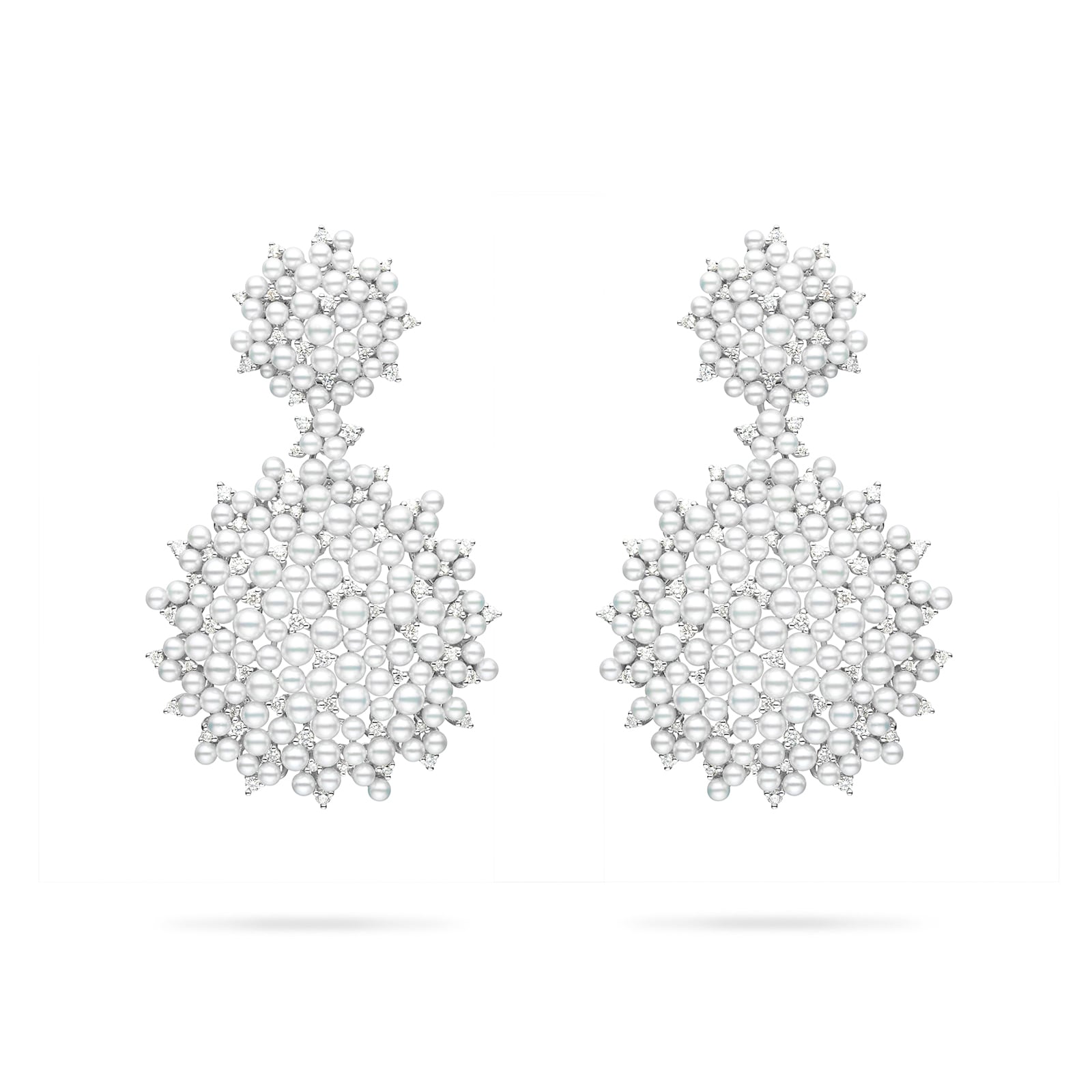 Paul Morelli 18k White Gold 1.97cttw Diamond and Pearl Lagrange 2 Drop Earrings