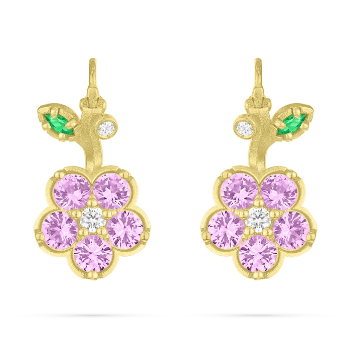 Paul Morelli 18k Yellow Gold 0.16cttw Diamond and 2.00cttw Sapphire Wild Child Drop Earrings