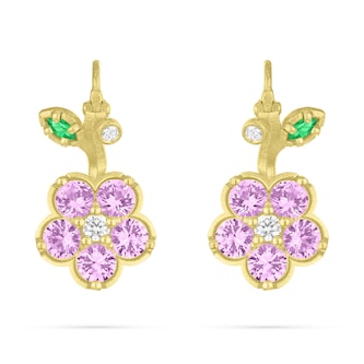 Paul Morelli 18k Yellow Gold 0.16cttw Diamond and 2.00cttw Sapphire Wild Child Drop Earrings