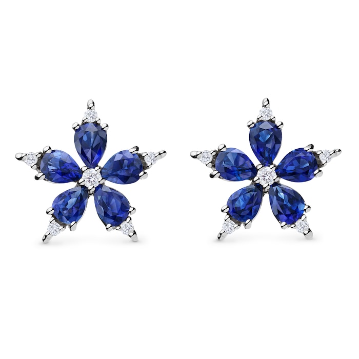 Paul Morelli 18K White Gold 0.15cttw Diamond and 1.80cttw Sapphire Stellanise Earrings