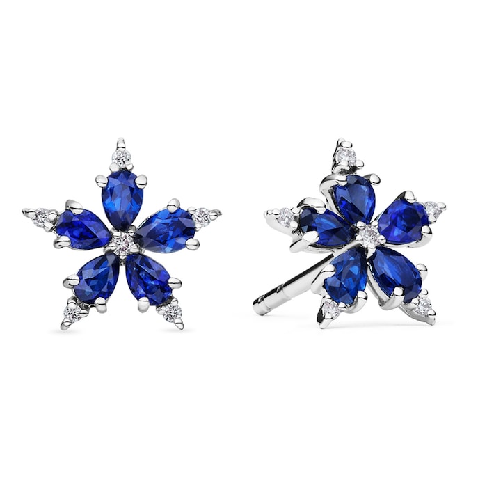 Paul Morelli 18K White Gold 0.06cttw Diamond and 0.70cttw Sapphire Mini Stellanise Earrings