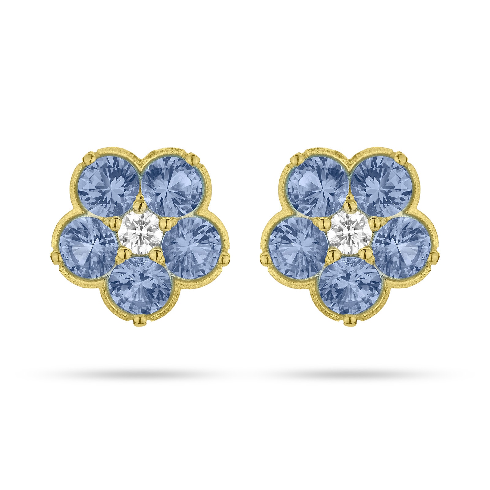 Paul Morelli 18k Yellow Gold 0.20cttw Diamond and 2.81cttw Sapphire Wild Child Earrings 12mm