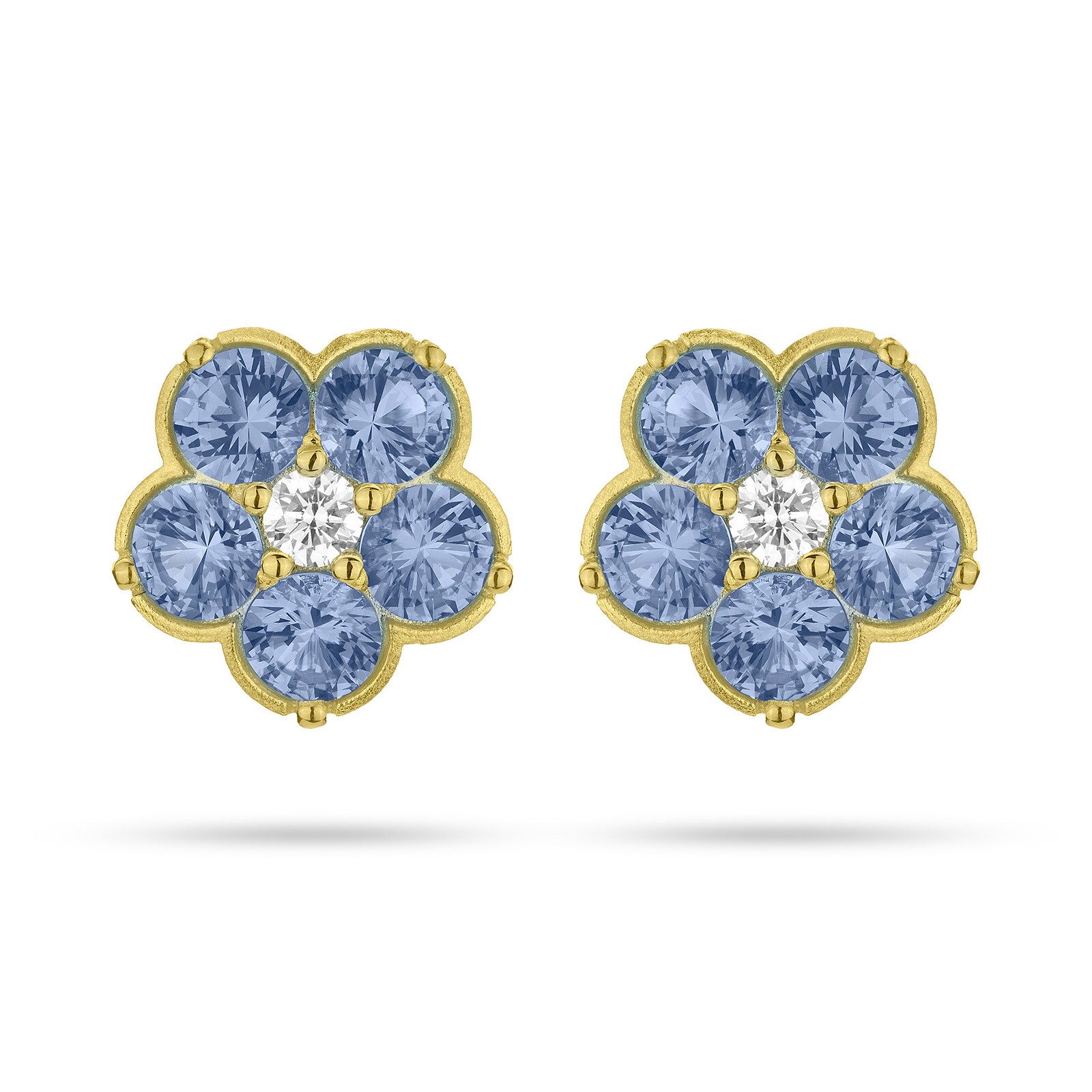 Paul Morelli 18k Yellow Gold 0.20cttw Diamond and 2.81cttw Sapphire Wild Child Earrings 12mm