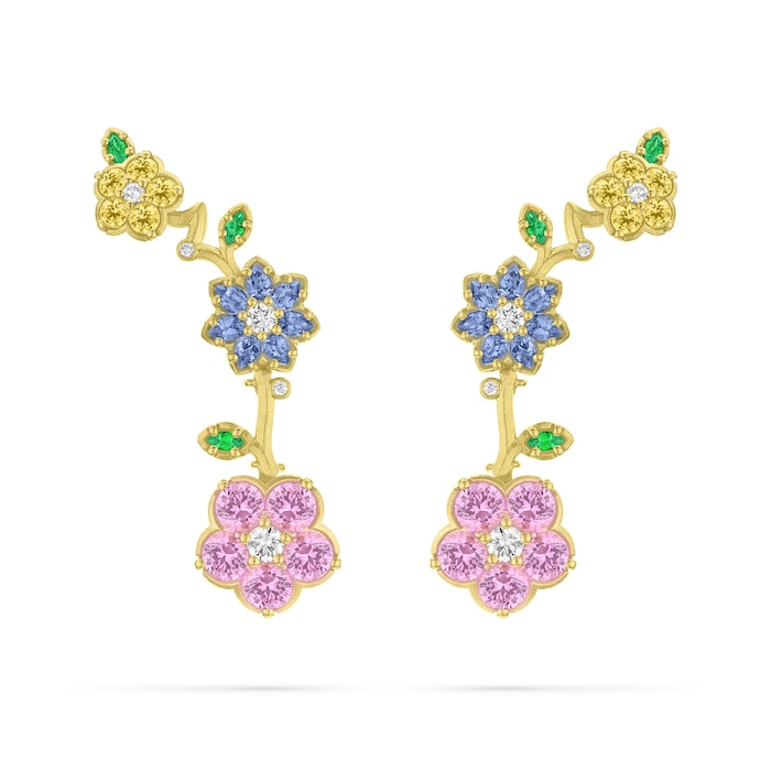 Paul Morelli 18k Yellow Gold 0.41cttw Diamond and 4.55cttw Sapphire Wild Child Earrings