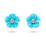 Paul Morelli 18k Yellow Gold 0.06cttw Diamond and 9mm Turquoise Stud Earrings