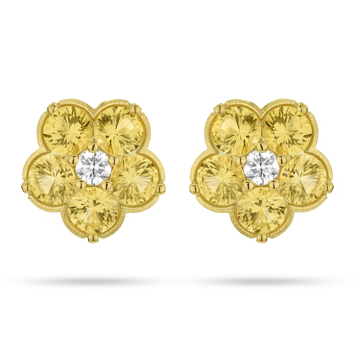 Paul Morelli 18k Yellow Gold 0.20cttw Diamond and 2.95cttw Sapphire 12mm Earrings