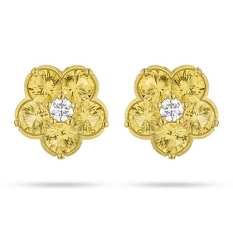 Paul Morelli 18k Yellow Gold 0.20cttw Diamond and 2.95cttw Sapphire 12mm Earrings