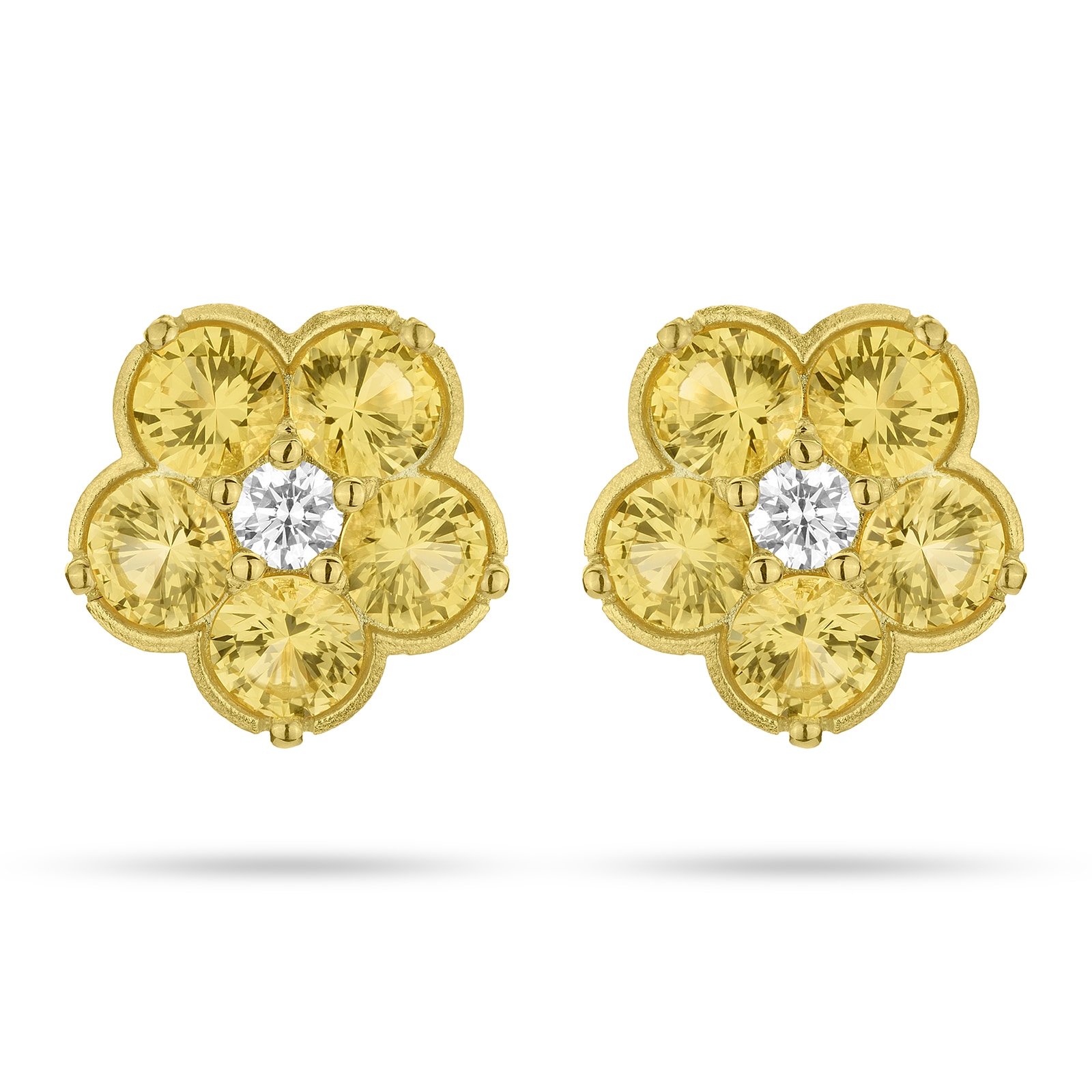 Paul Morelli 18k Yellow Gold 0.20cttw Diamond and 2.95cttw Sapphire 12mm Earrings
