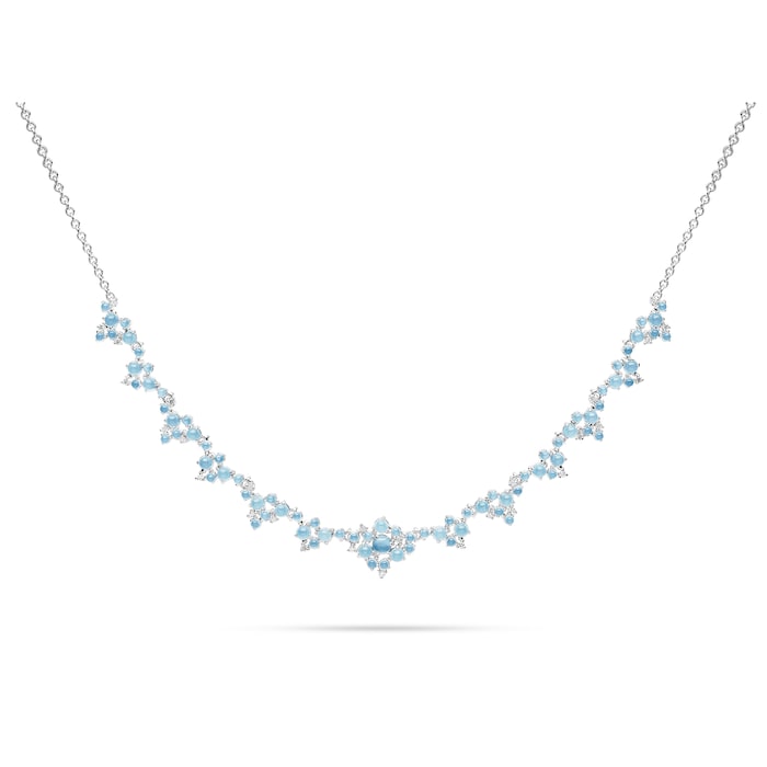 Paul Morelli 18k White Gold 0.38cttw Diamond and Aquamarine Bubble Necklace 18"