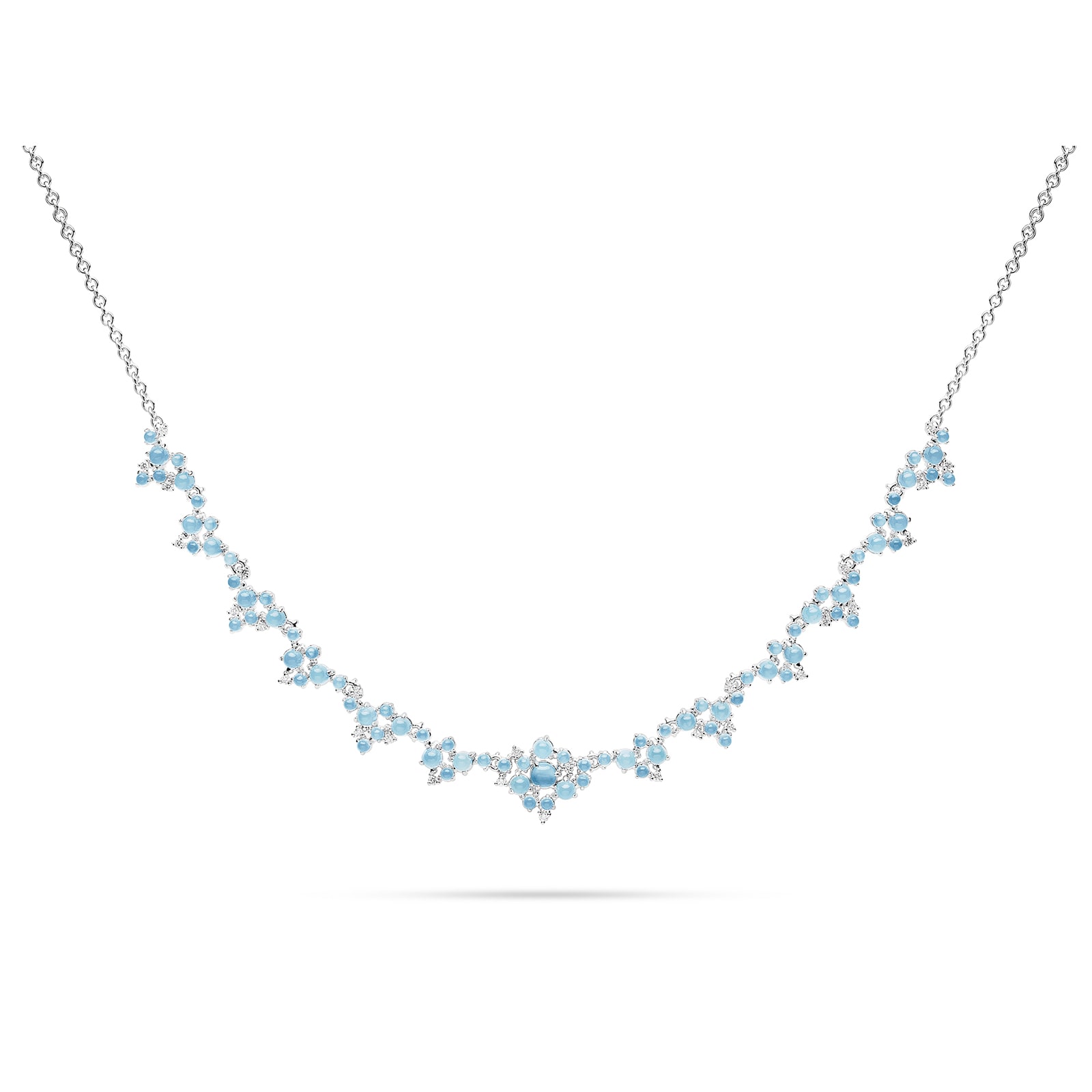 Paul Morelli 18k White Gold 0.38cttw Diamond and Aquamarine Bubble Necklace 18"