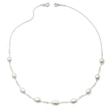Paul Morelli 18k White Gold 1.31cttw Diamond and Keshi Pearl Chain Necklace