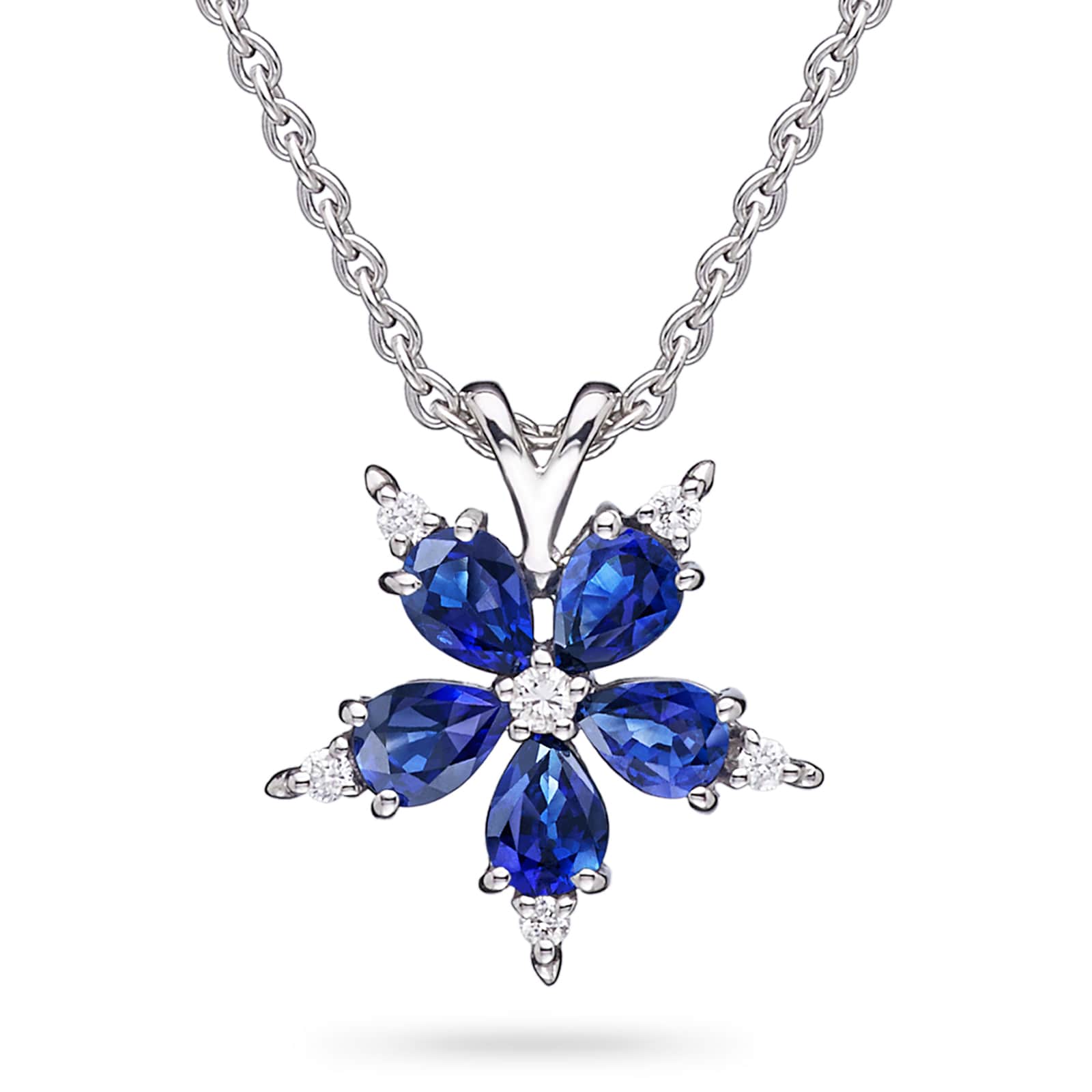 Paul Morelli 18k White Gold 0.08cttw Diamond and 0.90cttw Sapphire Pendant 16"