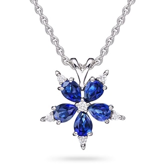 Paul Morelli 18k White Gold 0.08cttw Diamond and 0.90cttw Sapphire Pendant 16" Paul Morelli 18k White Gold 0.08cttw Diamond and 0.90cttw Sapphire Pendant 16"
