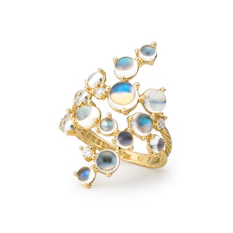 Paul Morelli 18k Yellow Gold 0.14cttw Diamond and Moonstone Bubble Ring Size 6 Paul Morelli 18k Yellow Gold 0.14cttw Diamond and Moonstone Bubble Ring Size 6