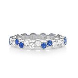 Paul Morelli 18k White Gold 0.56cttw Diamond and 0.53cttw Sapphire Shift Band Size 6