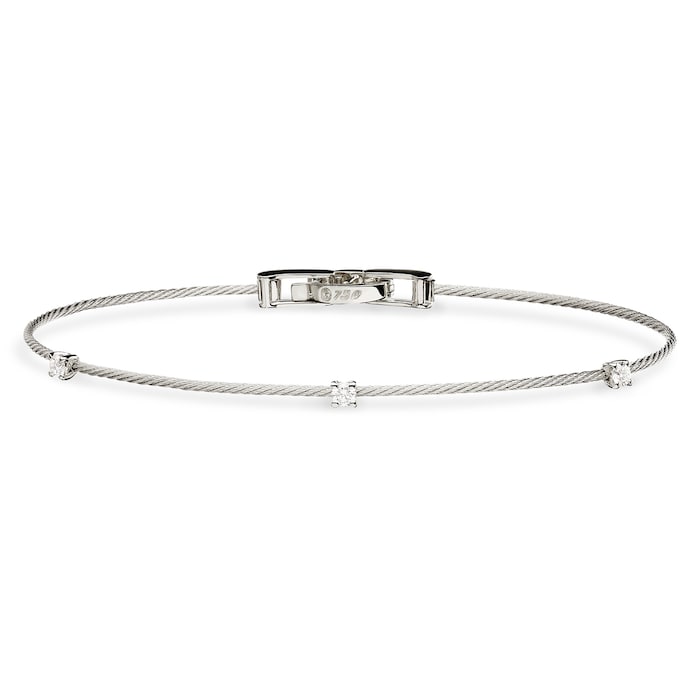 Paul Morelli 18k White Gold 0.18cttw 3 Diamond Single Unity Wire Bracelet