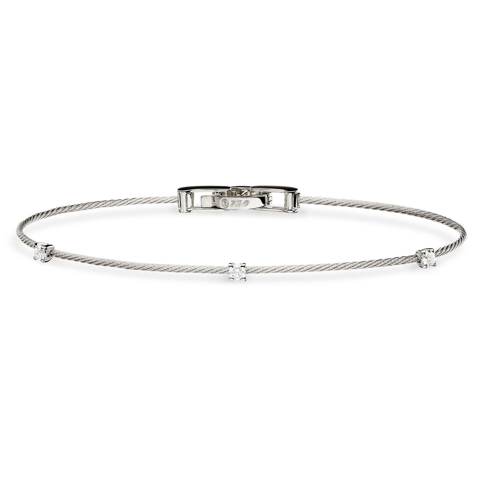 Paul Morelli 18k White Gold 0.18cttw 3 Diamond Single Unity Wire Bracelet