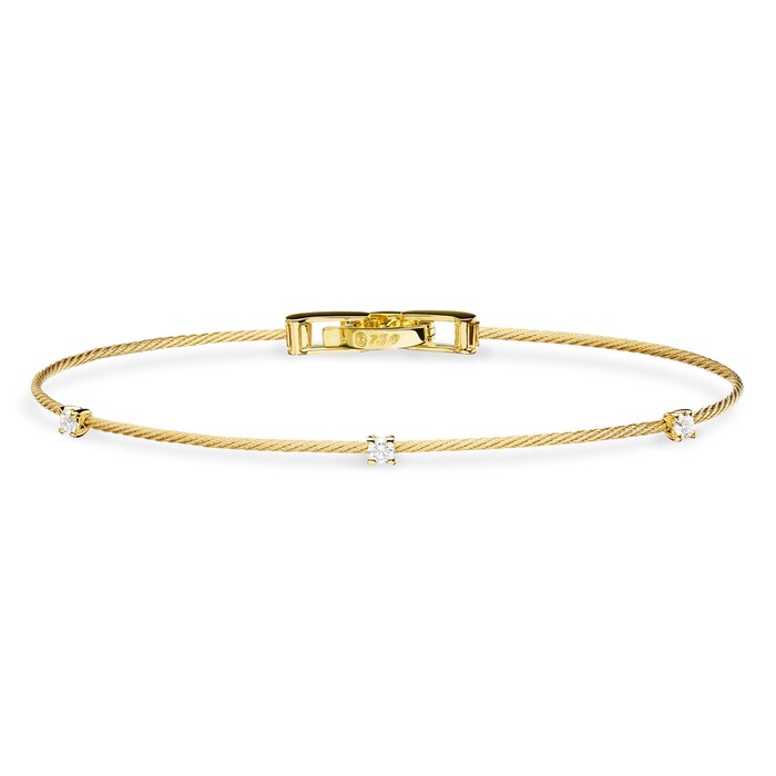 Paul Morelli 18k Yellow Gold 0.18cttw 3 Diamond Single Unity Wire Bracelet