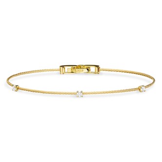Paul Morelli 18k Yellow Gold 0.18cttw 3 Diamond Single Unity Wire Bracelet
