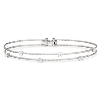Paul Morelli 18k White Gold 0.36cttw 6 Diamond Confetti Double Wire Bracelet Paul Morelli 18k White Gold 0.36cttw 6 Diamond Confetti Double Wire Bracelet