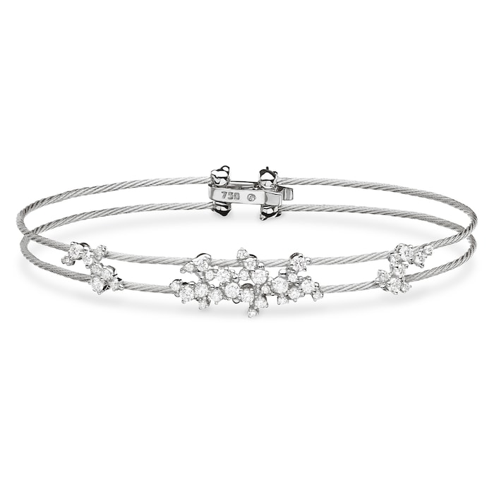 Paul Morelli 18k White Gold 0.96cttw Diamond Confetti Double Wire Bracelet