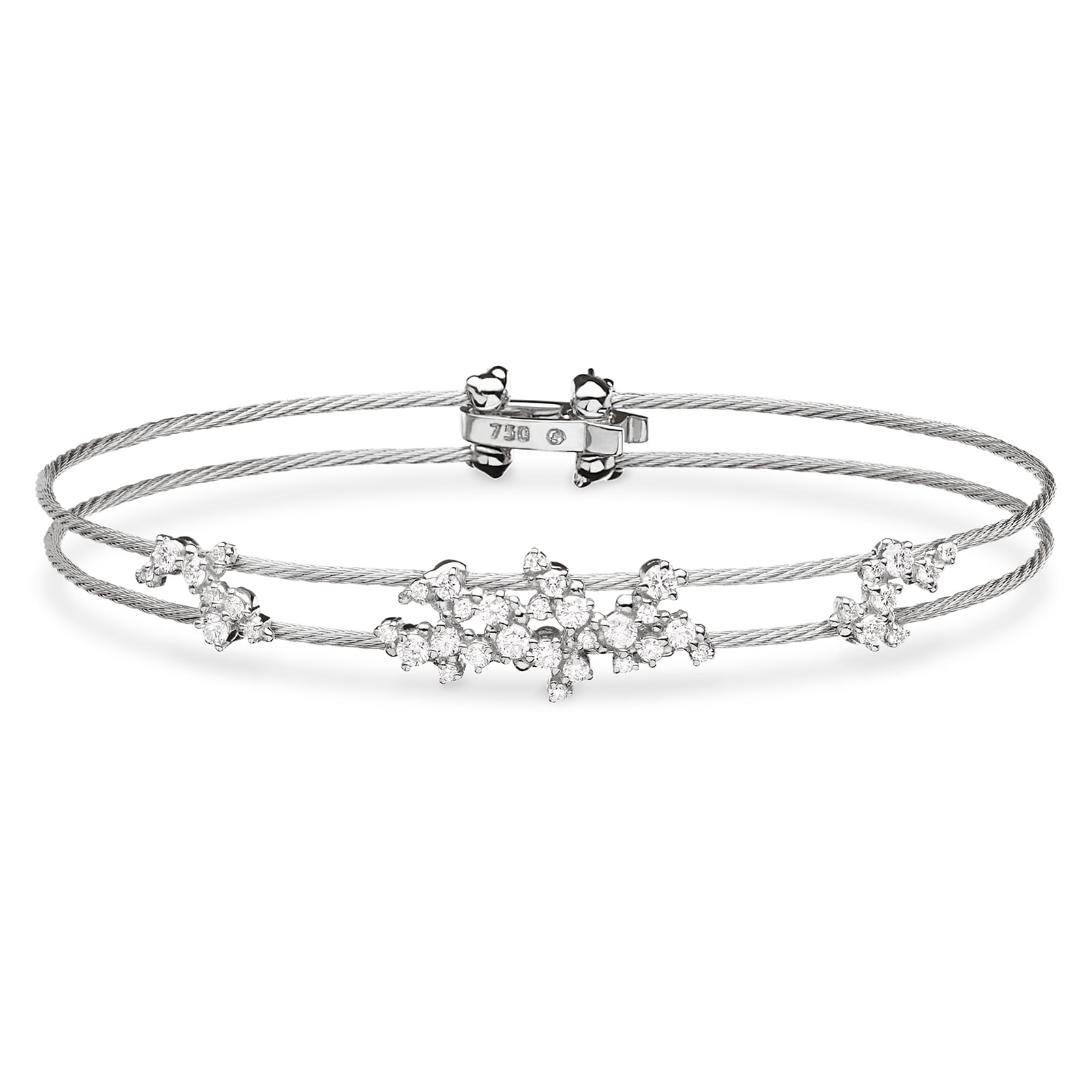 Paul Morelli 18k White Gold 0.96cttw Diamond Confetti Double Wire Bracelet Paul Morelli 18k White Gold 0.96cttw Diamond Confetti Double Wire Bracelet