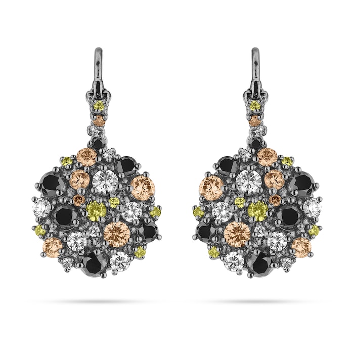 Paul Morelli 18k Black Gold 1.81cttw Mix Color Diamond Confetti Dangle Earrings