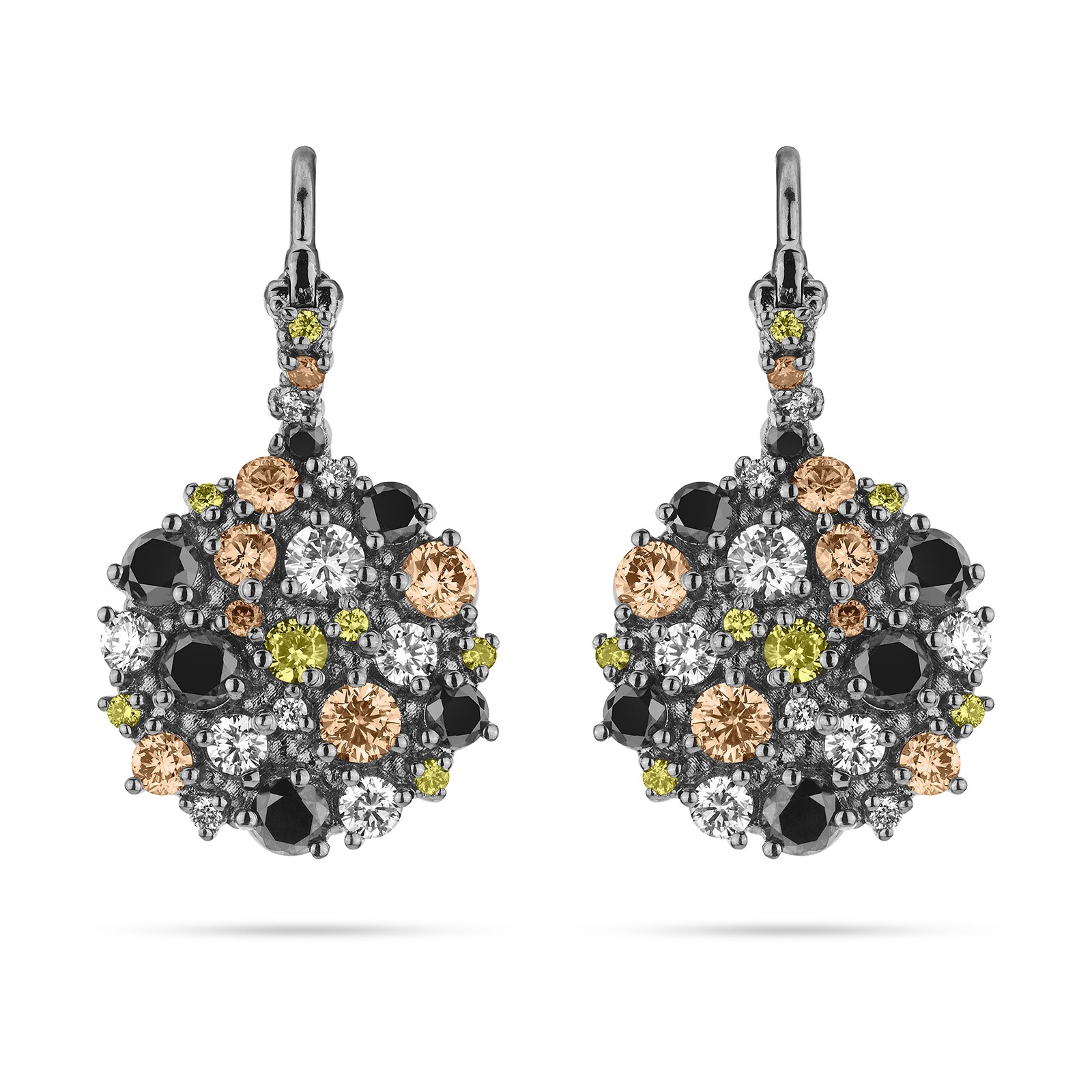 Paul Morelli 18k Black Gold 1.81cttw Mix Color Diamond Confetti Dangle Earrings
