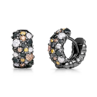 Paul Morelli 18k Black Gold 0.98cttw Mixed Color Diamond Small Confetti Hoop Earrings Paul Morelli 18k Black Gold 0.98cttw Mixed Color Diamond Small Confetti Hoop Earrings