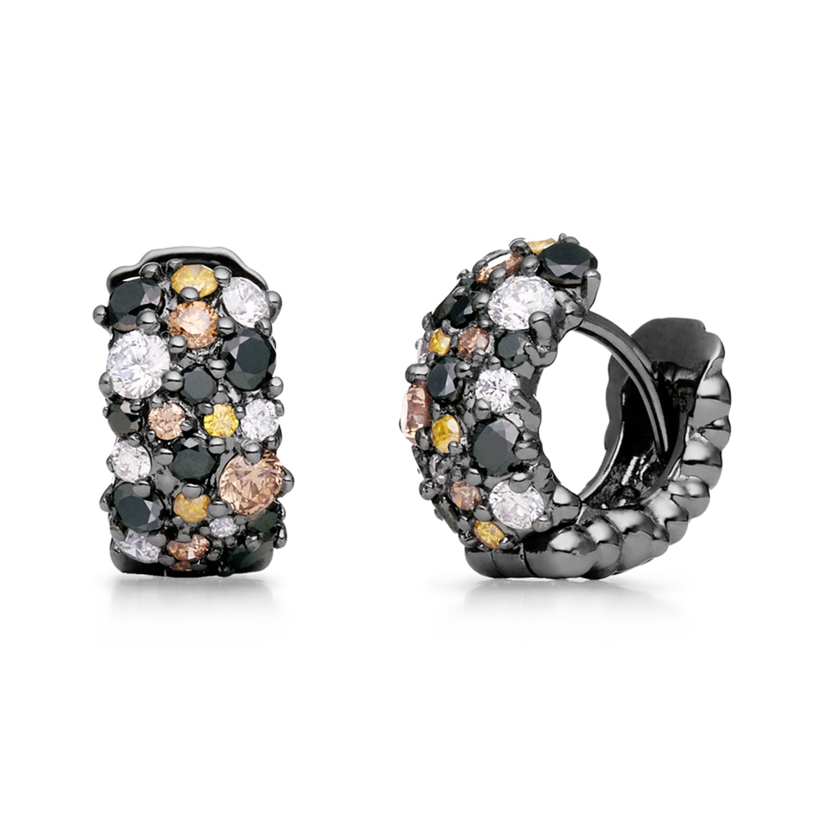 Paul Morelli 18k Black Gold 0.98cttw Mixed Color Diamond Small Confetti Hoop Earrings