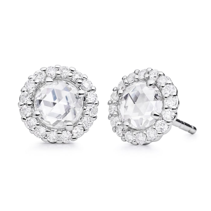 Paul Morelli 18k White Gold 0.72cttw Rose Cut Diamond and 0.43cttw Diamond Halo Earrings