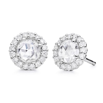 Paul Morelli 18k White Gold 0.72cttw Rose Cut Diamond and 0.43cttw Diamond Halo Earrings