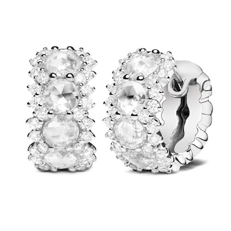 Paul Morelli 18k White Gold 1.91cttw Rose Cut Diamond Snap Hoop Earrings