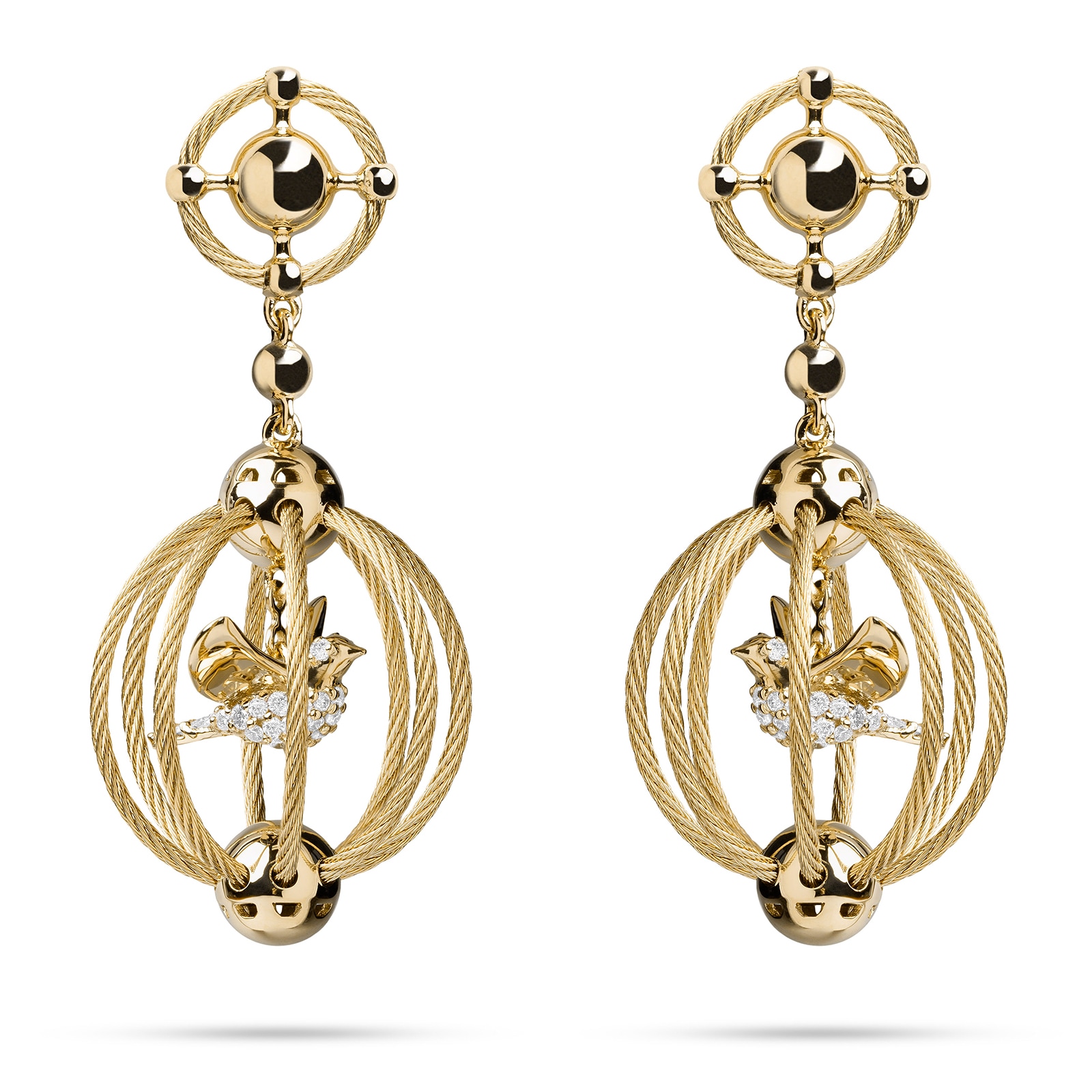 Paul Morelli 18k Yellow Gold 0.31cttw Diamond Bird Cage Drop Earrings