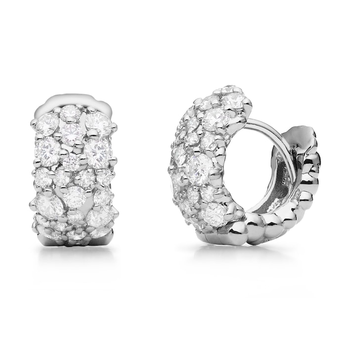 Paul Morelli 18k White Gold 0.93cttw Diamond Small Confetti Snap Hoop Earrings