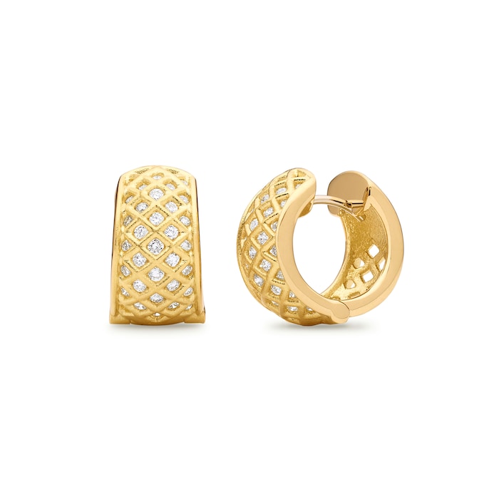 Paul Morelli 18k Yellow Gold 0.73cttw Diamond Spiral Mesh Snap Hoop Earrings