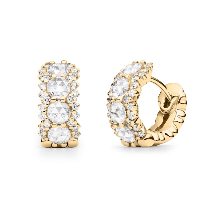 Paul Morelli 18k Yellow Gold 0.76cttw Rose Cut Diamond Small Snap Hoop Earrings