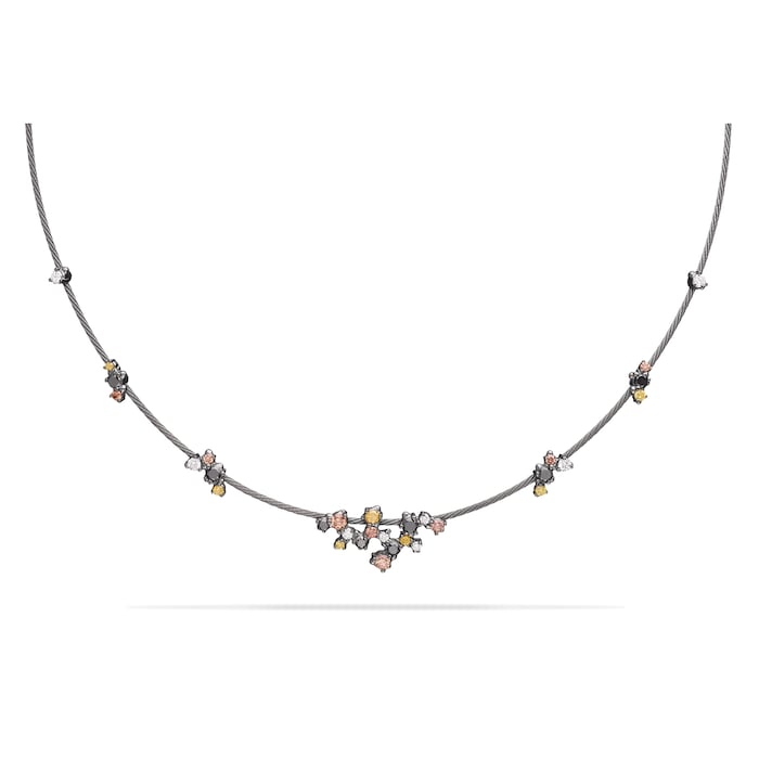 Paul Morelli 18k Black Gold 1.42cttw Mix Color Diamond Single Unity Confetti Necklace 16"