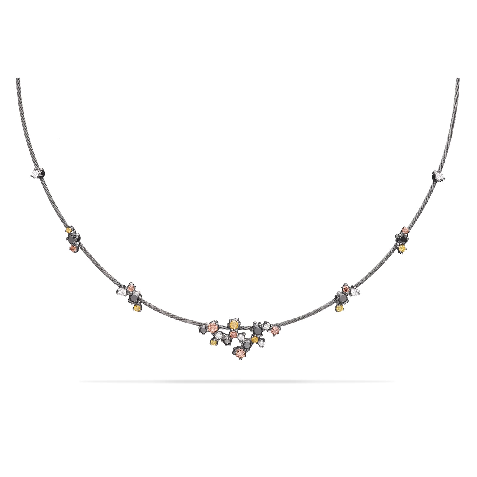 Paul Morelli 18k Black Gold 1.42cttw Mix Color Diamond Single Unity Confetti Necklace 16"