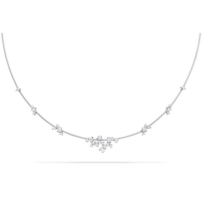 Paul Morelli 18k White Gold 1.23cttw Diamond Single Unity Confetti Necklace 16"