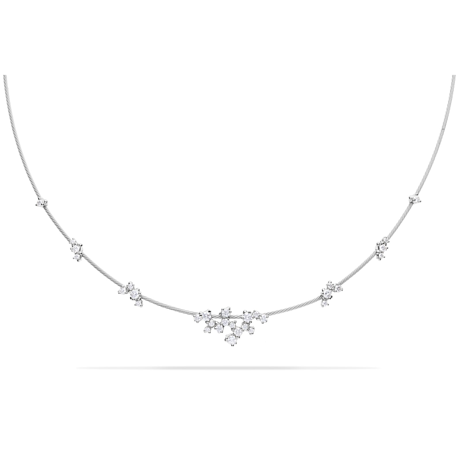Paul Morelli 18k White Gold 1.23cttw Diamond Single Unity Confetti Necklace 16"