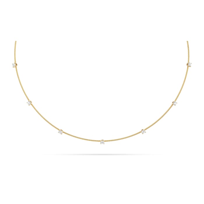 Paul Morelli 18k Yellow Gold 0.70cttw 7 Diamond Single Unity Wire Necklace 16"