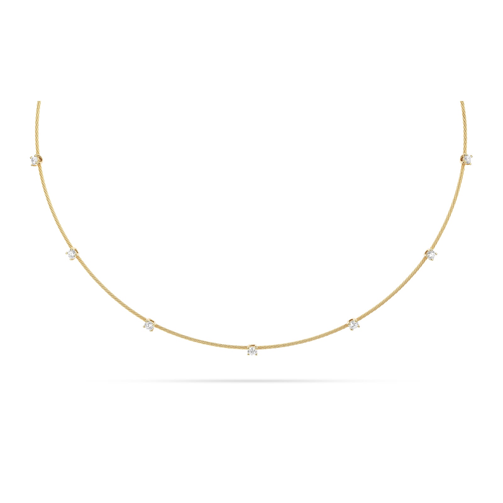 Paul Morelli 18k Yellow Gold 0.70cttw 7 Diamond Single Unity Wire Necklace 16"