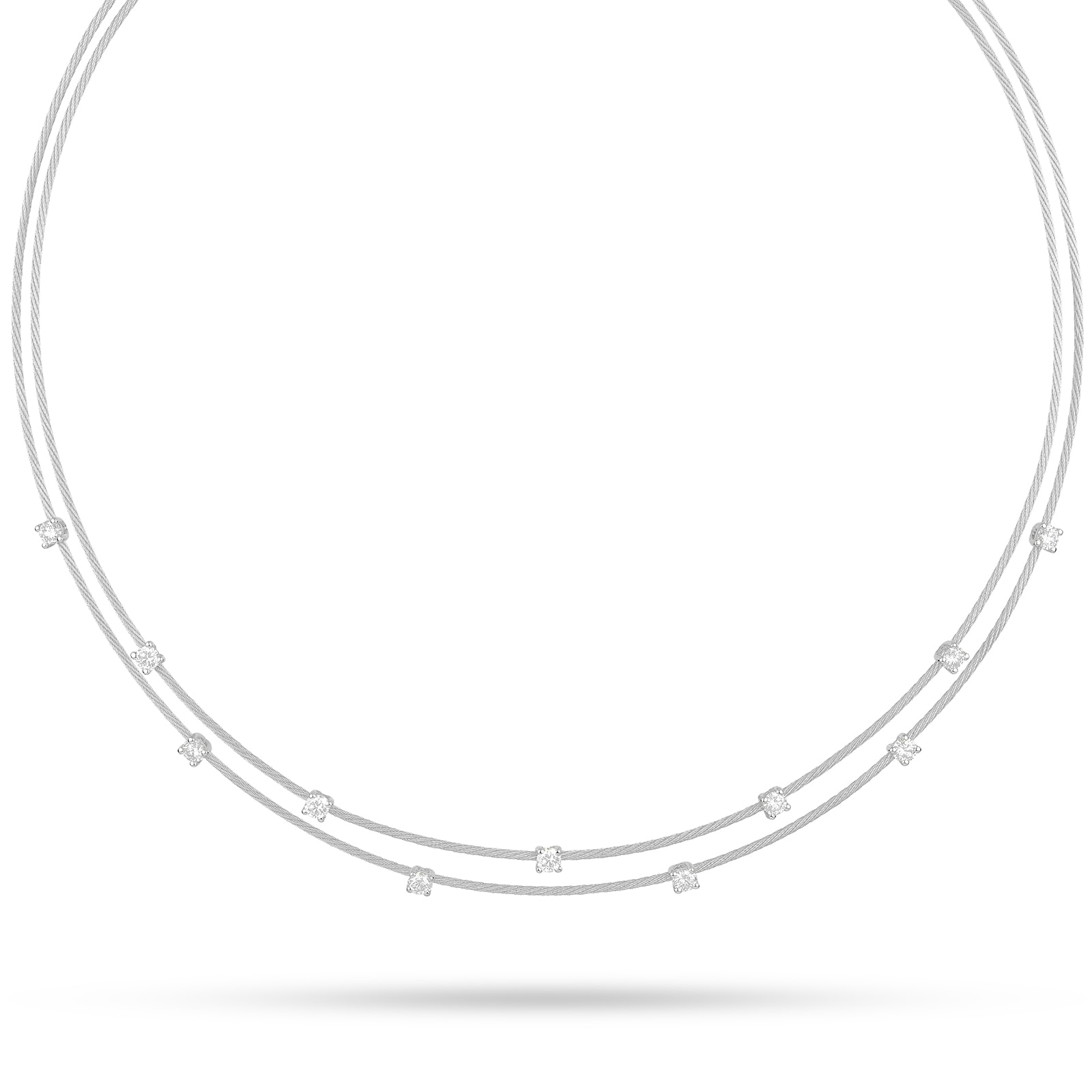 Paul Morelli 18k White Gold 0.66cttw 11 Diamond Double Unity Small Necklace 16"